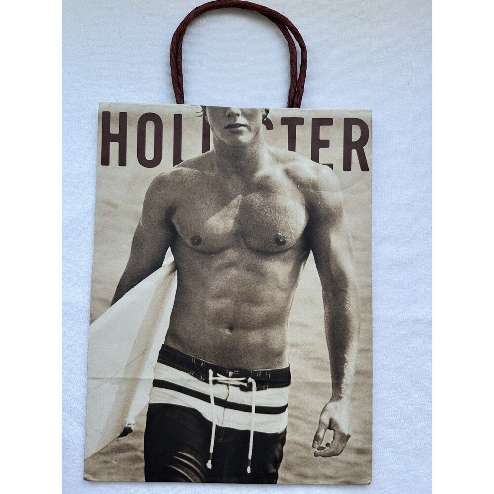 Vintage *Hollister* Paper Shopping Bag - Male Model - 12"x9” Y2K 2000’s